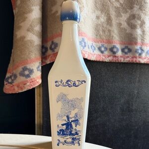 Vintage Vandermint blue and white windmill liquor bottle